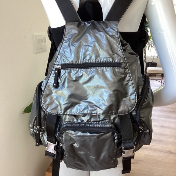 Bebe Sport Gray Nylon Retha Backpack - Picture 2 of 14